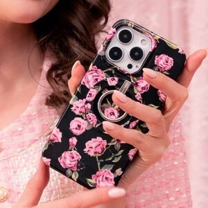 Velvet Caviar - Apple iPhone 16 Pro / Pink Rose Floral Case & MagSafe Grip Ring